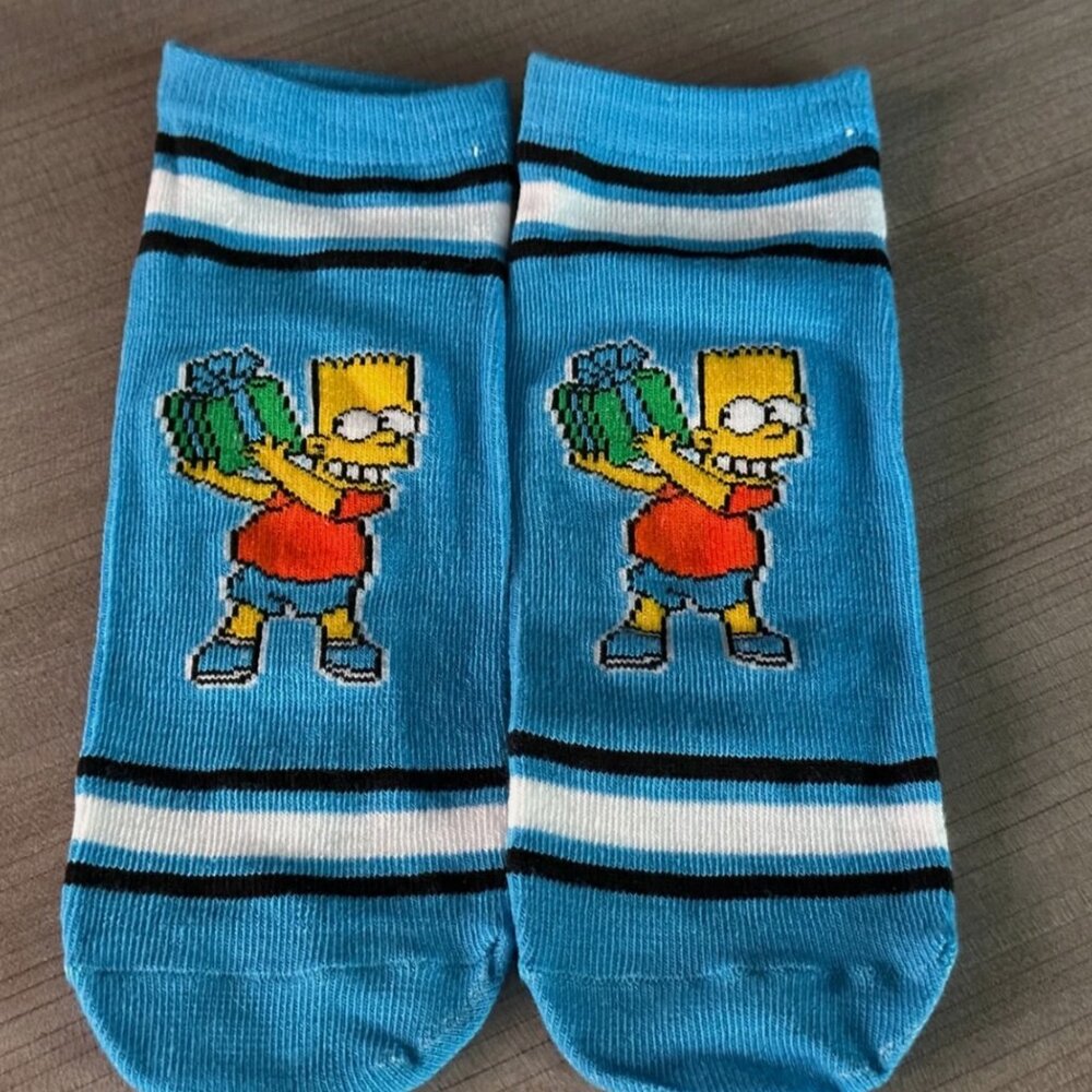 The Simpsons Christmas Present Bart Low Cut Blue Dress Socks Sizes 6-12 One Pair